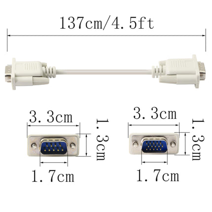 4.5 Feet DB 9 Pin Male to VGA 15 Pin Male Adapter Cable, RS232 to VGA Conversion Cable, YOUCHENG， for Computer,Printers, Scanners