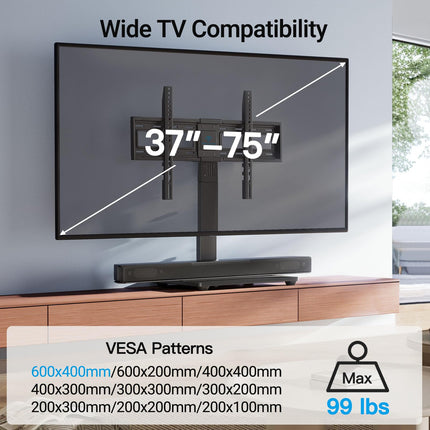 buy PERLESMITH Universal Swivel TV Stand Base, Table Top TV Stand for 37 to 65,70,75 inch LCD LED TVs, Height Adjustable TV Mount Stand with Tempered Glass Base, VESA 600x400mm, Holds up to 99lbs in India.