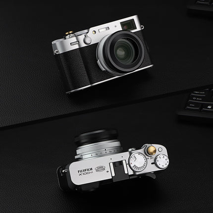 Haoge LH-X51B 2in1 All Metal Ultra-Thin Lens Hood with Adapter Ring Set for Fuji X100VI Fujifilm FinePix X100V Camera Accessories Black