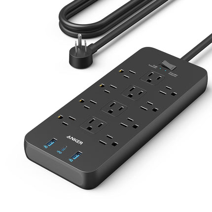 Anker Power Strip with 3 USB Ports，Surge Protector (2100J-10ft)，12 Outlets with 2 USB A Ports and 1 USB C Port,Works with iPhone 15/15 Plus/15 Pro/15 Pro Max,for Home,Office, TUV Listed