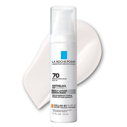 La Roche-Posay Anthelios UV Correct Sunscreen Moisturizer SPF 70, Daily Anti-Aging Face Moisturizer with Niacinamide to Even Skin Tone & Fine Lines, Sun Protection for Sensitive Skin