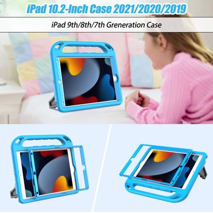 LTROP Kids Case for iPad 9th / 8th / 7th Generation 10.2-inch (2021/2020/ 2019), Shockproof iPad 10.2” Case with Built-in Screen Protector, Blue