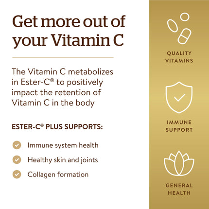 Solgar Ester-C Plus 500 mg Vitamin C (Ascorbate Complex), 250 Vegetable Capsules - Gentle & Non Acidic - Antioxidant & Immune Support - Non GMO, Vegan, Gluten Free, Kosher - 250 Servings