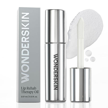 Wonderskin Lip Rehab Therapy Oil - Hydrating Lip Oil and Moisturizing Clear Lip Oil for Dry Lips - Natural, Vegan and Non-sticky Lip Gloss Oil