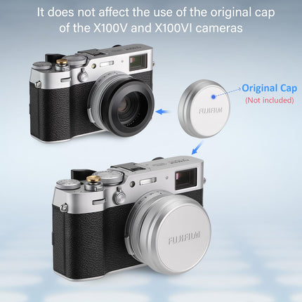 Haoge LH-X51B 2in1 All Metal Ultra-Thin Lens Hood with Adapter Ring Set for Fuji X100VI Fujifilm FinePix X100V Camera Accessories Black