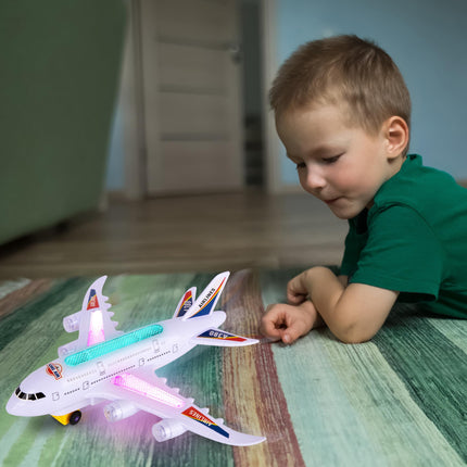 ArtCreativity Light Up Airplane Toy - Kids Airplane Toy with Takeoff Sounds, LED Lights, and Moving Wheels - Bump and Go Airplane Toy for Kids Ages 4-8 - Birthday Gift for Boys and Girls