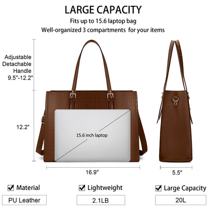 buy Laptop Bag for Women 15.6 inch Laptop Tote Bag Leather Classy Computer Briefcase for Work Waterproof in India