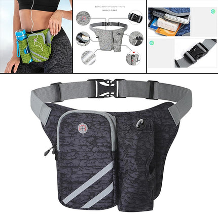 Maxbell Grey Fanny Pack for Men & Women Water Bottle Holder Large Running Waist Pouch Durable & Stylish