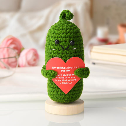 Ivydale Emotional Support Pickle, Handmade Cucumber Crochet Doll, Pickled Knitting Gift for Women Friends (Pickle Heart)