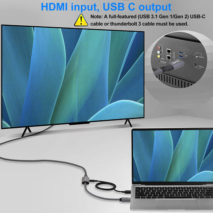 Elebase HDMI Male to USB-C Female Cable Adapter with Micro USB Power Cable,HDMI Input to USB Type C 3.1 Output Converter,4K 60Hz Thunderbolt 3 Adapter for New MacBook Pro,Mac Air,Microsoft Surface