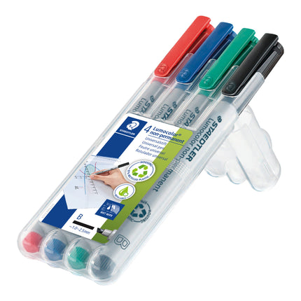 Staedtler Lumocolor Universal Felt Tip Refillable Permanent Marker Pens, Box of 6 Assorted Color Pens, 0.4mm 313 WP6 (312 WP4 ST),red