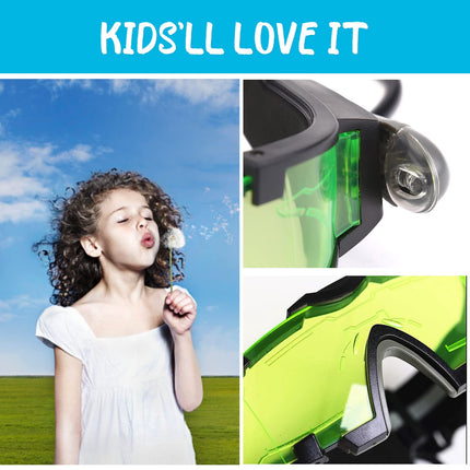 AGM Kids Night Vision Goggles, Adjustable Spy Gear Night Mission Goggles with Flip-Out Lights Green Lens