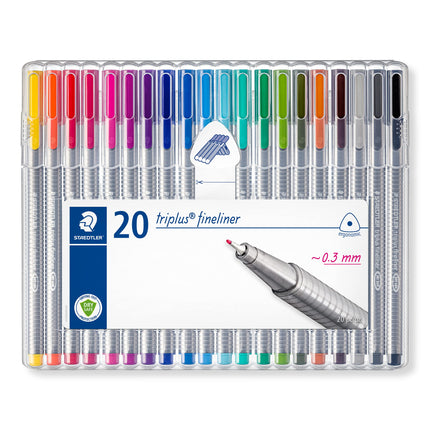 Buy Staedtler Triplus Fineliner Pens, .3mm, Metal Clad Tip, 20-Pack, Assorted (334SB20BK) in India India