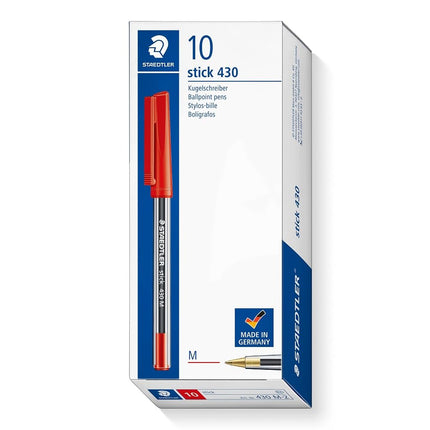 Buy STAEDTLER Stick 430 M-2 Ballpoint Pen Medium - Red (Box of 10) in India India