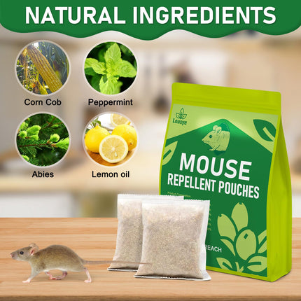 Lousye 12 Pouches Rodent Repellent, Mighty Mint Mouse Repellent,Environmentally Friendly and Humane Mouse Trap for Home, Car Engines, Pest Control for Indoor (white-12)