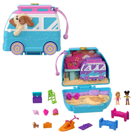 Buy Polly Pocket Dolls and Playset, Travel Toy with Fidget Exterior, Seaside Puppy Ride Compact with 12 Accessories in India