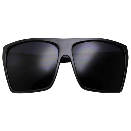 grinderPUNCH All Black Limo Dark Rectangular Flat Top Mob Oversized Sunglasses