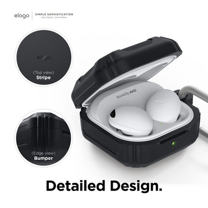 elago Armor Case Compatible with Samsung Galaxy Buds FE Case (2023) / Galaxy Buds 2 Pro Case (2022) / Galaxy Buds 2 Case (2021) / Galaxy Buds Pro Case (2021) / Galaxy Buds Live Case (2020) (Black)