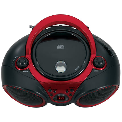 JENSEN CD-490 Portable Stereo CD Player with AM/FM Radio and Aux Line-in, Red and Black