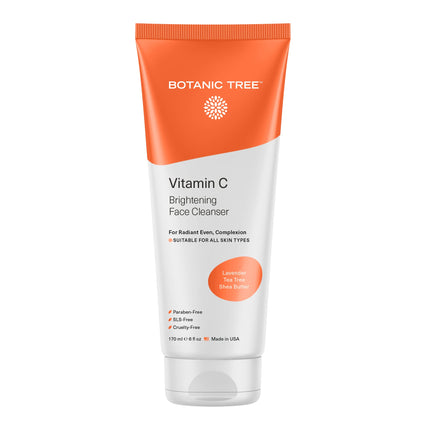 Botanic Tree Vitamin C Face Wash - Facial Cleanser for All Skin Types, Aging Skin, Dry Skin, Minimizing Acne scars, Brightening, Reduce Breakouts - Face Wash for Women & Men