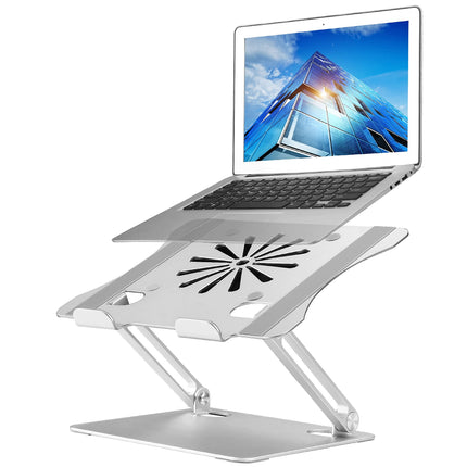 Adjustable Laptop Stand with Cooling Fan, Aluminium Alloy Multi-Angle Computer Holder for Desk, Portable Notebook Metal Mount Compatible with MacBook, Air, Pro, Dell, Alienware All Laptops 11"-17.3"