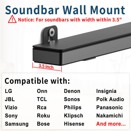 notiela Soundbar Mount Shelf for Samsung, Sony, LG, Vizio, Bose, Onn and More Soundbar Wall Mount Bracket - Sound Bar Mounts Under TV Mounting Bracket