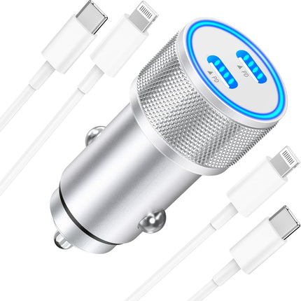 buy MFi Certified iPhone Fast Car Charger, Linocell 60W Dual PD USB-C Car Charger Fast Charging in India.