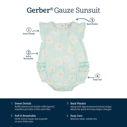 Buy Gerber Baby Girls Sleeveless Ruffle Romper, Daisies, 3-6 Months in India