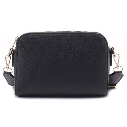 Buy EVVE Crossbody Bags for Women Trendy Triple Zip Small Crossbody Camera Bag Purse with Wide Guitar Strap | Black in India