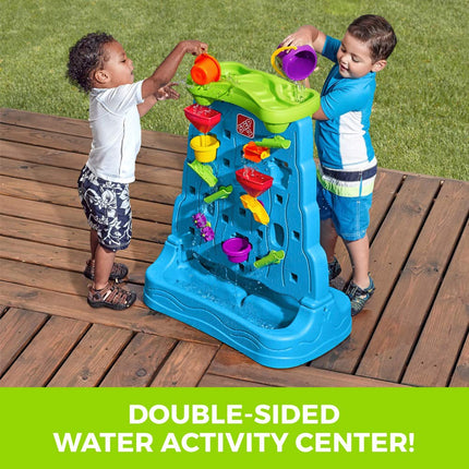 Step2 Waterfall Discovery Wall for Kids, Double-Sided Sand and Water Table, Toddlers Ages 1.5+ Years Old, 13 Piece Toy Accessories