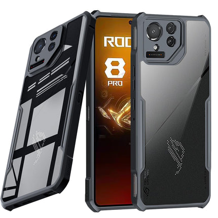 Guizzcg for ASUS ROG Phone 8 Pro 5G Case, Ultra-Thin Cover Soft TPU Bumper+ Acrylic Clear Back Military Grade Airbags Drop Protection,Black