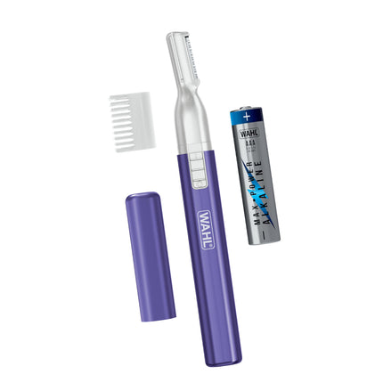 Wahl Clean & Confident Female Battery Pen Trimmer with Rinseable Blades for Eyebrows, Facial Hair, & Light Grooming- Hygienic Grooming & Easy Cleaning with Battery Included - Model 5640-100