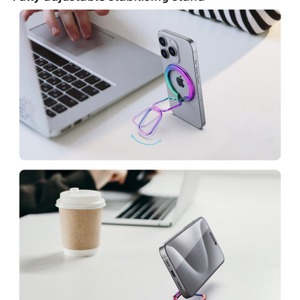 Double Magnetic Phone Ring Holder for Mag-Safe, Finger Ring Grip Stand Holder, for Magsafe Accessories, iPhone 15/14/13/12 Series,Compatible with Magnetic Car Mount, Colorful