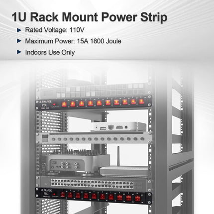 buy UltraPoE 10 Outlets 1U Rack Mount Power Strip, 100-240V/15A/1800 Joules, for Network Server Racks - Surge Protector, 6FT Power Cable, Rack Mount Power Strips with 10 Individual Switch in India