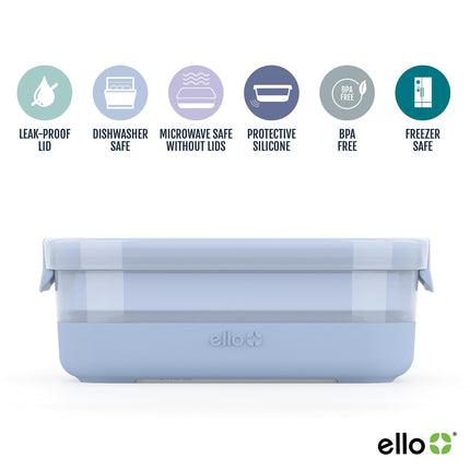 Ello Plastic 3.7 Cup Meal Prep Set 10 Pc, 5 Pack Set - BPA Free Plastic Food Storage Container with Silicone Boot and Airtight Plastic Lids, Dishwasher, Microwave, and Freezer Safe, Melon
