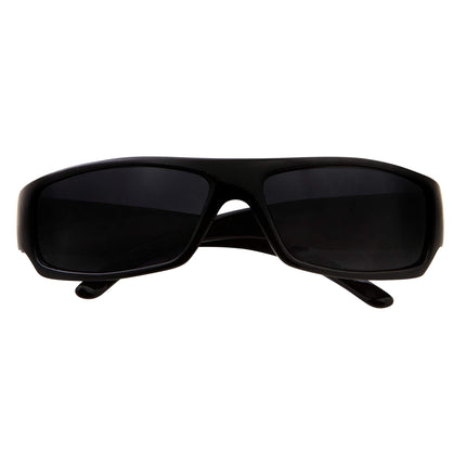 grinderPUNCH Mens Black Super Dark Sunglasses - Slim Wrap Around Gangster Style