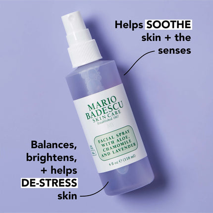 Mario Badescu Facial Spray with Aloe, Chamomile and Lavender for All Skin Types | Face Mist that Hydrates and Restores Balance & Brightness | 4 FL OZ
