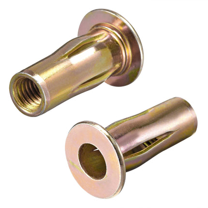 uxcell Multi-Grip Rivet-Nut, M8 Pre-Bulbed Shank Carbon Steel Color-Zinc-Plated Flat Head Threaded Insert Nut 25Pcs