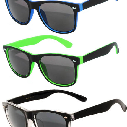 OWL Classic Vintage Two-Tone Sunglasses 3 Pairs – Blue, Green, Black Smoke