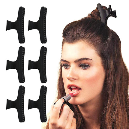 Kitsch Butterfly Clamp for Hair Styling & Sectioning - Hair Clips for Women | Hair Claw Clips for Holding Thick and Thin Hair | Hair Styling Accessories for Girls & Teens, 6pcs (Black)
