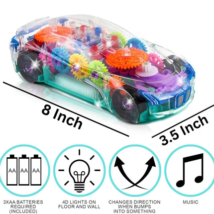 buy ArtCreativity Light Up Transparent Sensory Car Toy for Kids, 1PC, Bump and Go Toy Car with Colorful in India