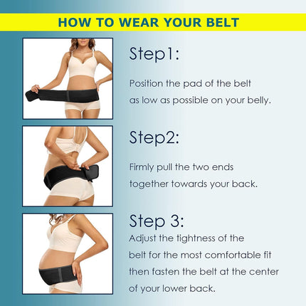 ChongErfei Pregnancy Belly Band Maternity Belt Back Support Abdominal Binder Back Brace - Relieve Back, Pelvic, Hip Pain for Pregnancy Recovery(Black,Plus Size)