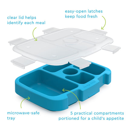 Bentgo® Kids Prints Tray with Transparent Cover - Reusable, BPA-Free, 5-Compartment Meal Prep Container with Built-In Portion Control for Healthy Meals At Home & On the Go (Dinosaur)