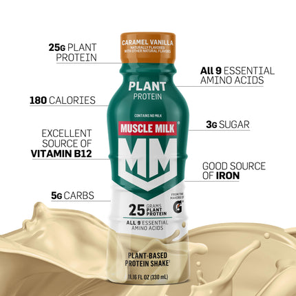 Buy Muscle Milk Plant Based Protein Shake, Vanilla Caramel, 11.16 Fl Oz (Pack of 12) in India