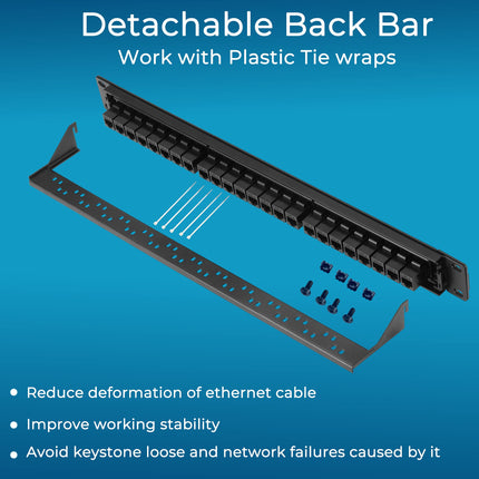 buy Rapink Patch Panel 24 Port Cat6 with Inline Keystone 10G Support, Pass-Thru Coupler UTP 19-Inch in India