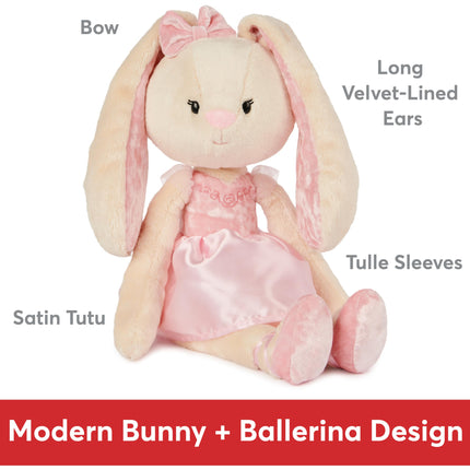 GUND Take-Along Friends Plush, Curtsy Ballerina Bunny, Easter Bunny Stuffed Animal for Ages 1 and Up, Spring Decor, Pink, 15"