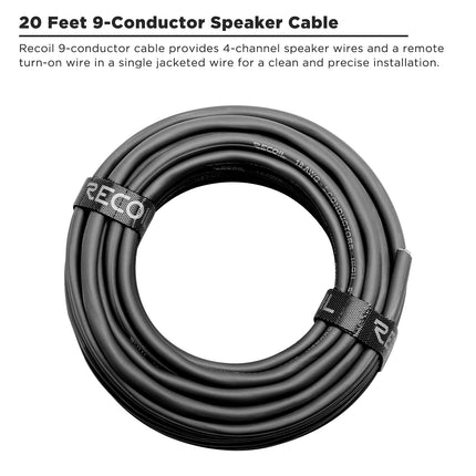 RECOIL 20-Feet 9-Conductor Speaker Cable, 18AWG CCA, Ultra-Flex and Easy Peel Jacket, 4-Channel Speaker Wire and Remote Wire