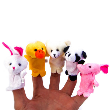 20-Piece Story Time Finger Puppets Set - Cloth Velvet Puppets - 14 Animals and 6 People Family Members