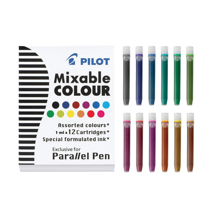 Pilot Parallel Mixable Color Ink Refills for Calligraphy Pens, 12 Colors (77312) (Pack of 36, Assorted)
