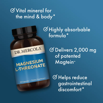 Buy Dr. Mercola Magnesium L-Threonate, 30 Servings (90 Capsules), Dietary Supplement, Supports Bone and Joint Health, Non GMO in India
